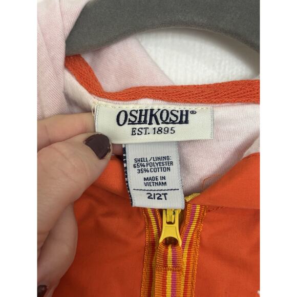 VTG Y2K Oshkosh Little Girl’s Orange Daisy Windbreaker Jacket 2T Lightweight - Picture 4 of 7